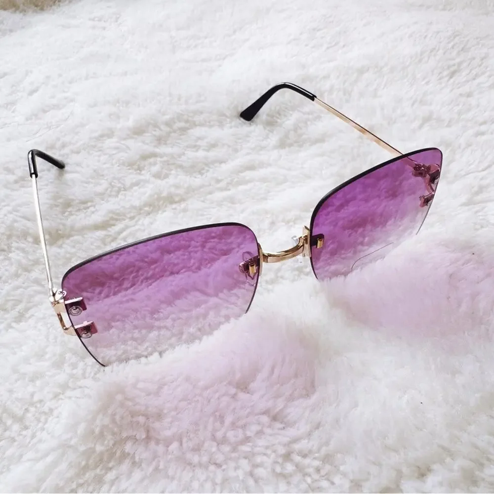 Laurel Clear Purple Rimless Sleek Sunglasses